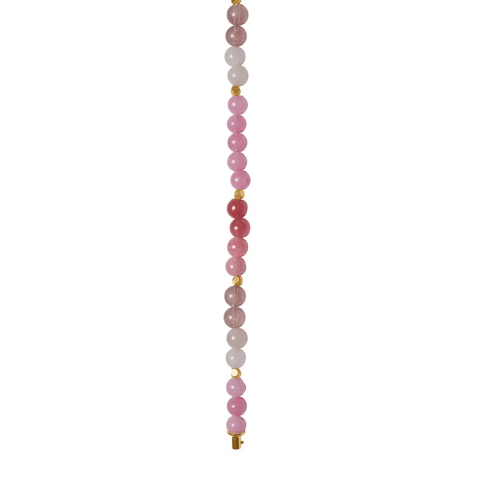 Rosaquartz, cherry quartz, lyserød spong quartz, fg. hematit 6mm system-kæde
