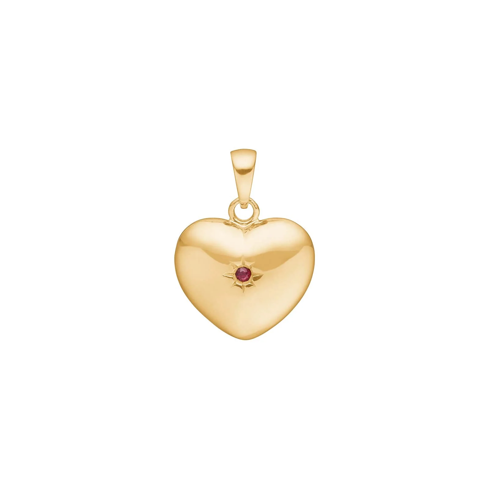 SIERSBØL 14 kt. hjerte 13 mm m.rubin