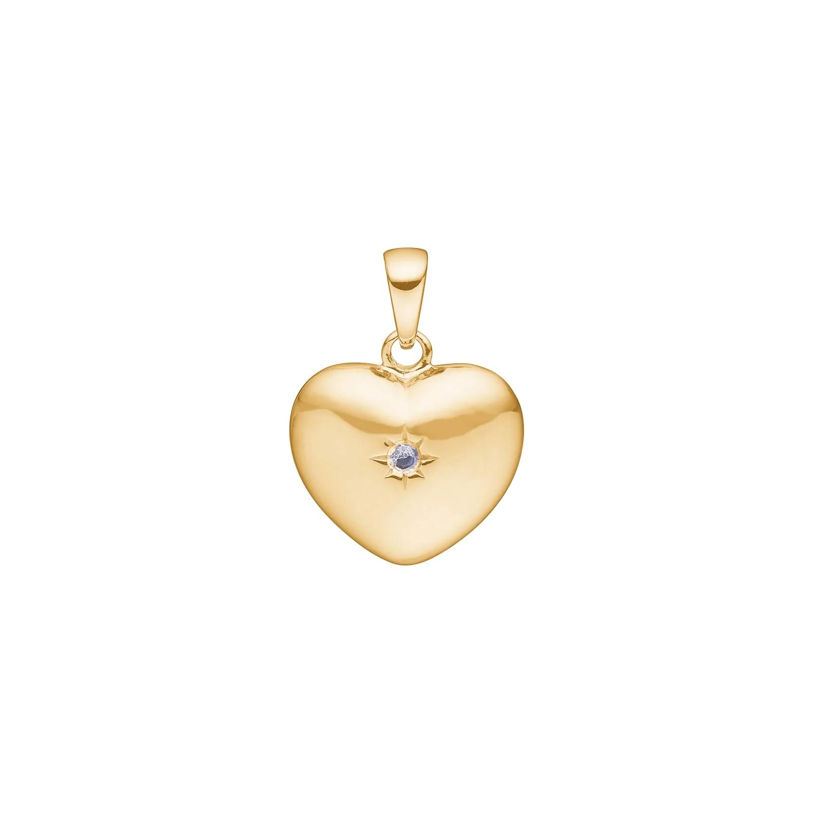 SIERSBØL 14 kt. hjerte 13 mm m.safir