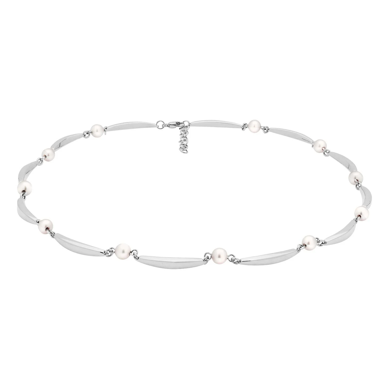 SIERSBØL rhod. sølv banan & perle(FWP)collier 40+3