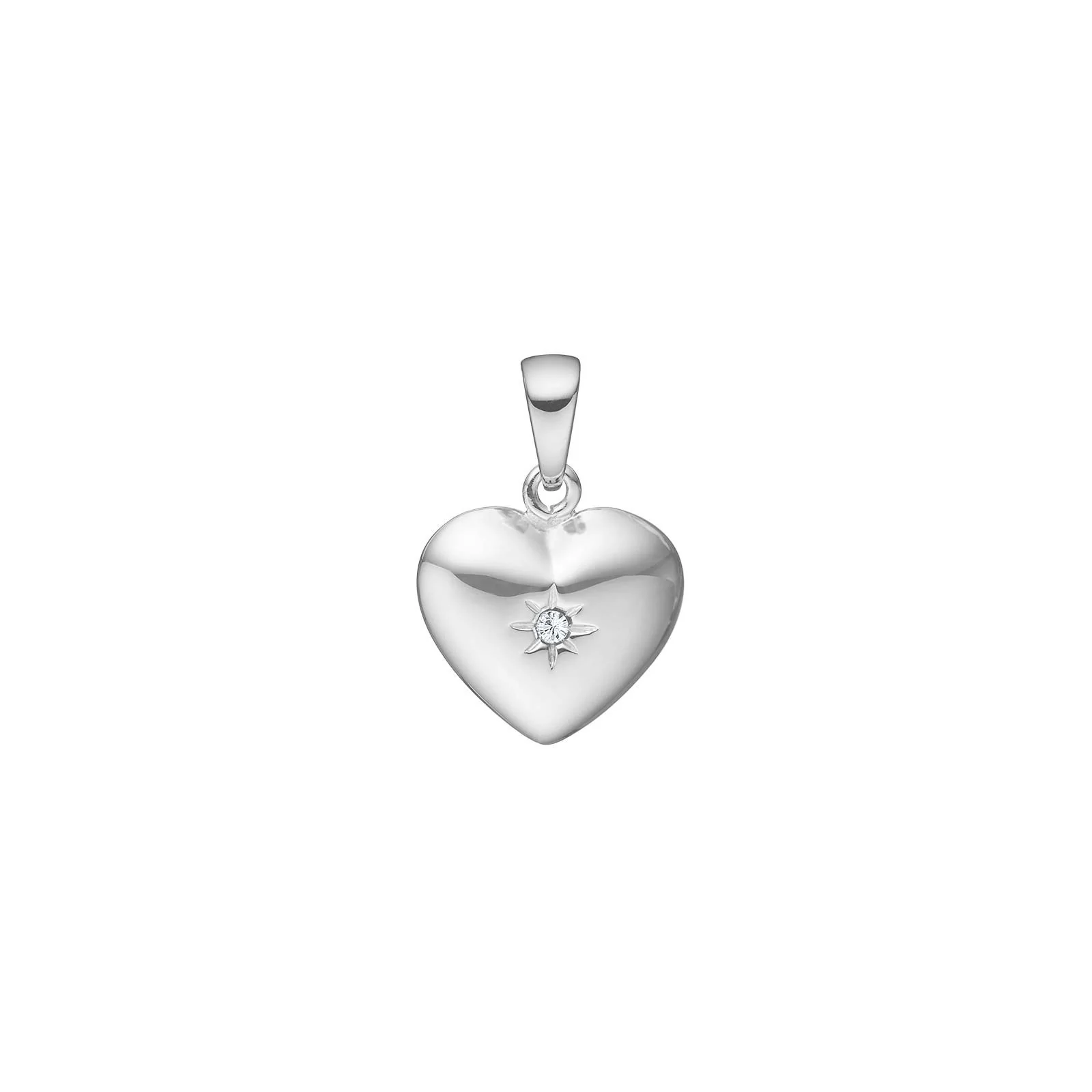 SIERSBØL sølv rhod. vedhæng hjerte med cz  17x10mm