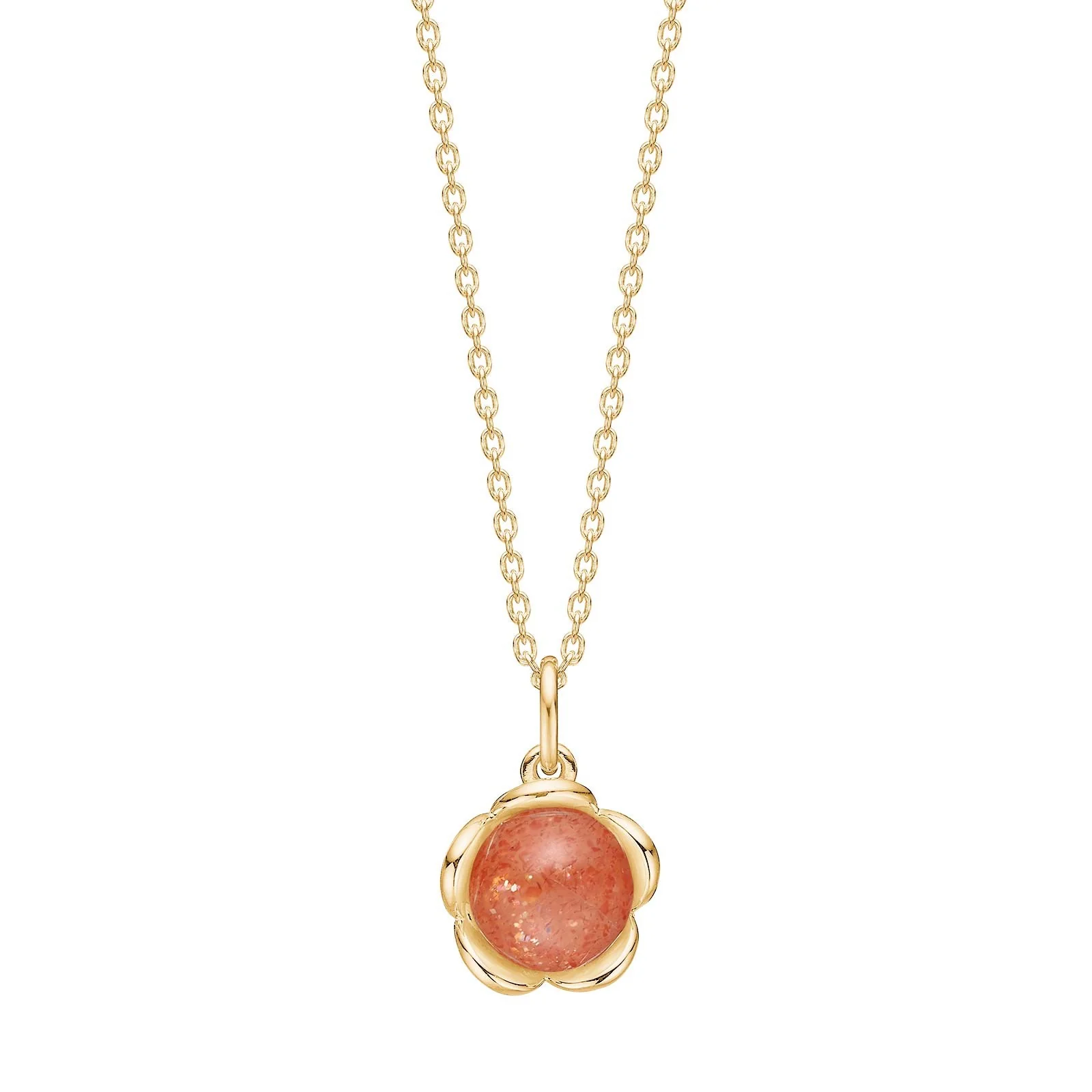 Sølv forg. vedhæng Flower m/sunStone