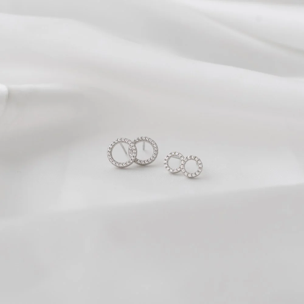 Sølv ørestikker ANNANOR cirkel med cz. 10mm - Image 3