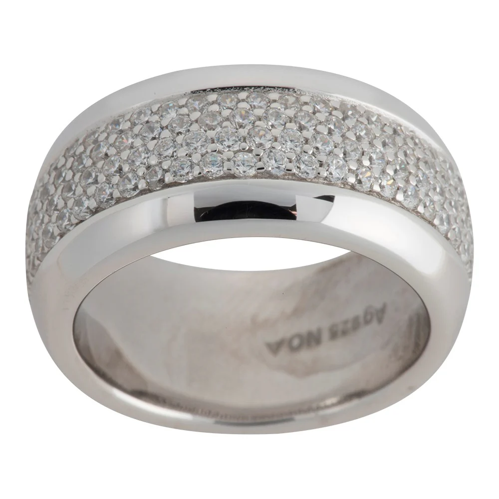 Sølv rhd. ring m/ cz