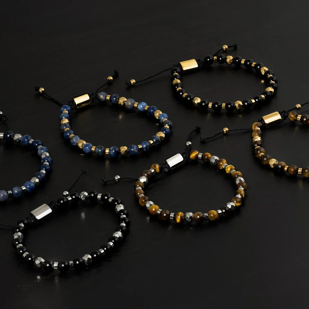 SON armbånd black agat og IP gold - Image 3