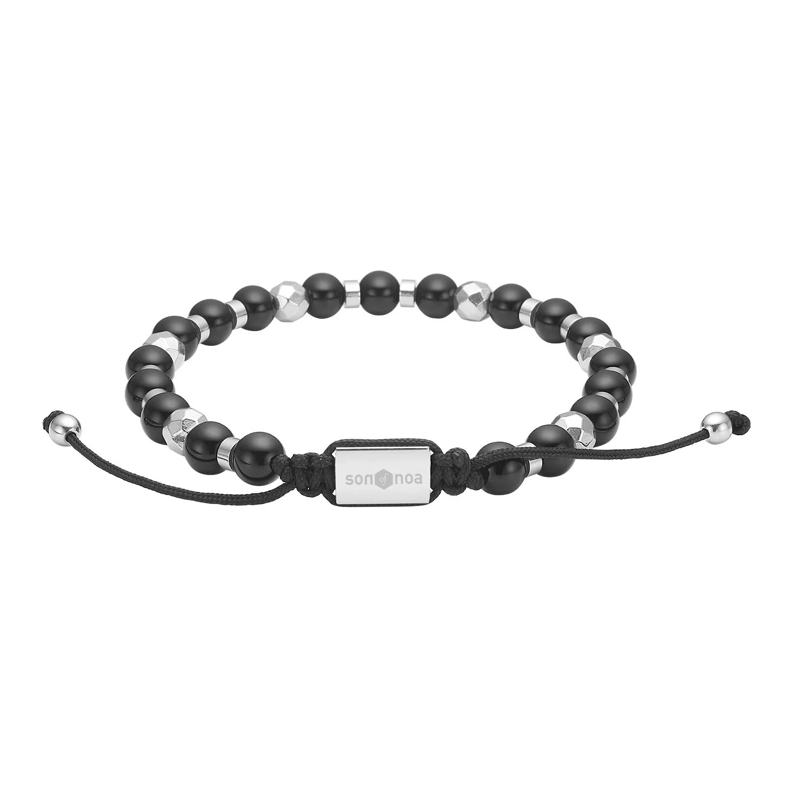 SON armbånd black agate og stål - Image 2