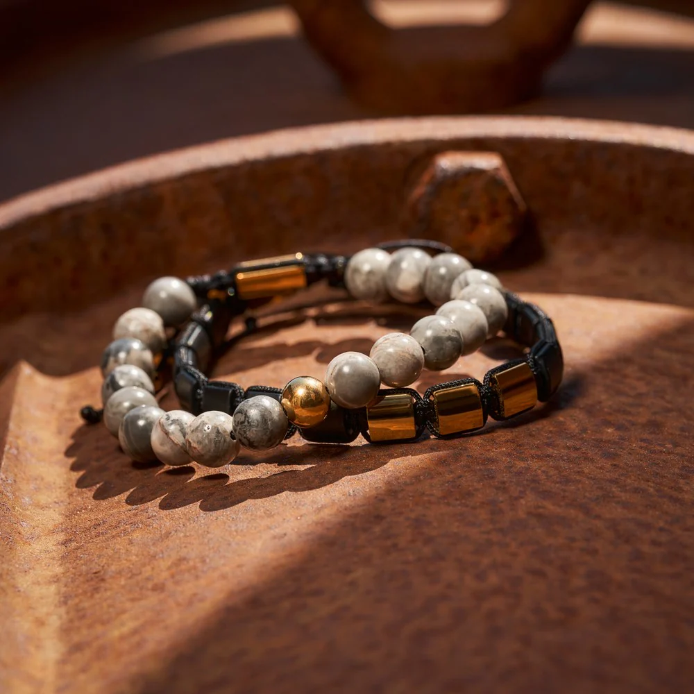 SON  armbånd map stone 8mm IP gold - Image 4
