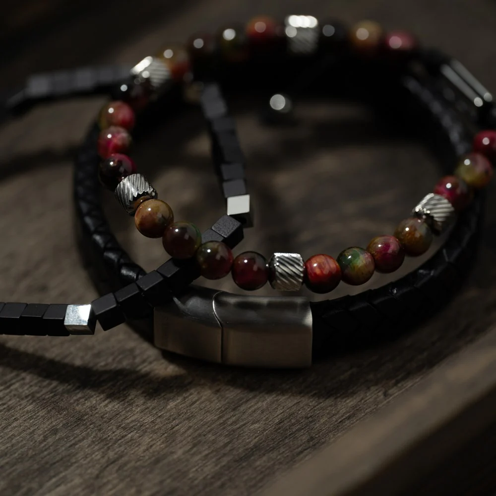 SON armbånd mat sort hematit og stål - Image 2