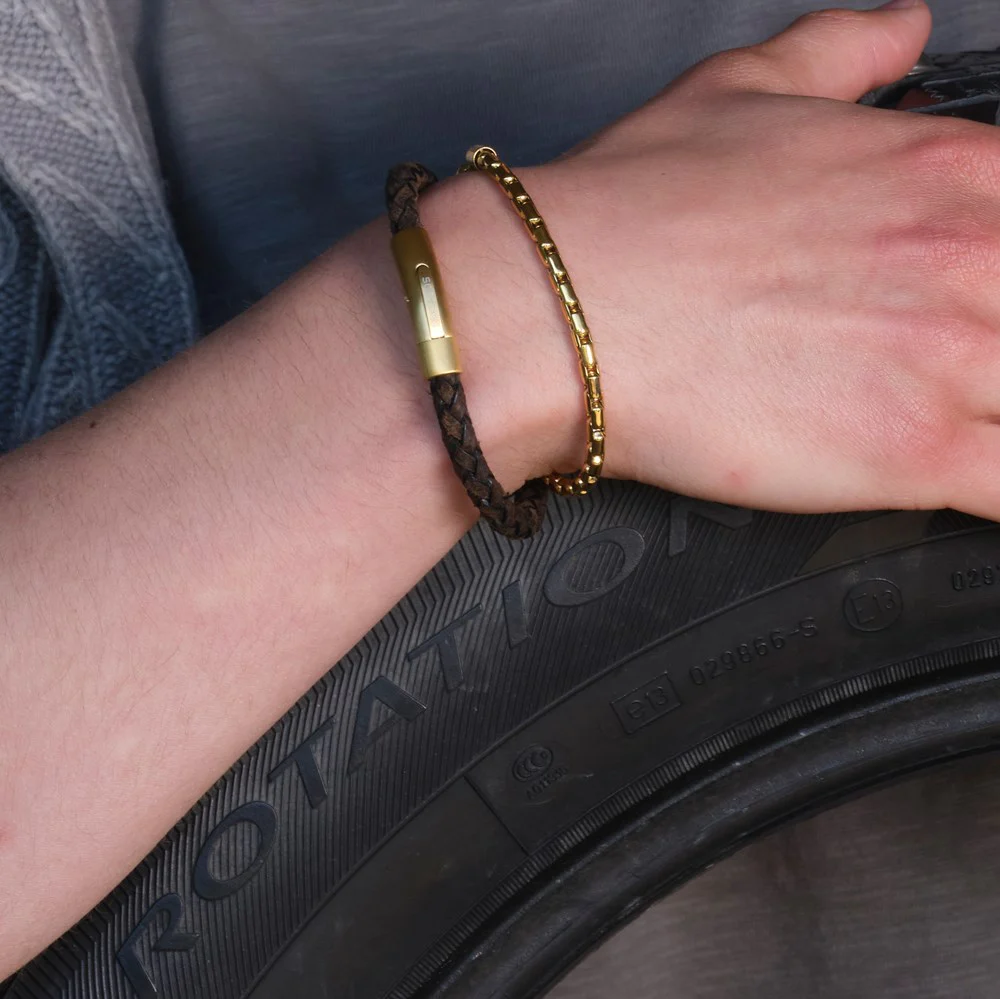 SON armbånd mørkebrun kalveskind IPG