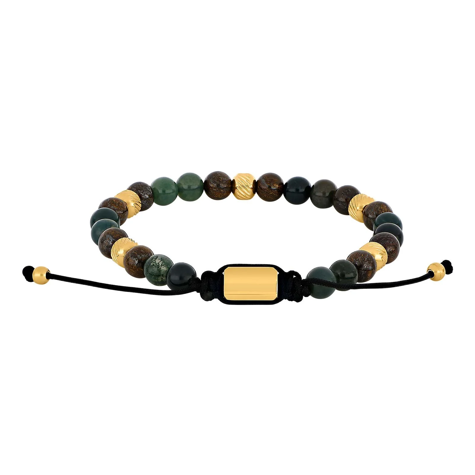 SON armbånd moss agate/ilmenite bronzitite og IP gold 6mm - Image 2
