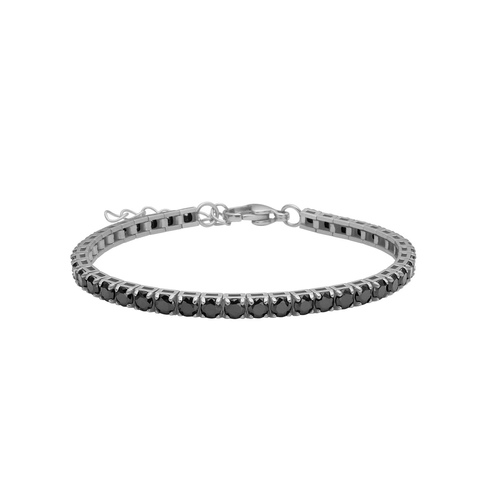 SON armbånd stål m. sort cz 17+5cm