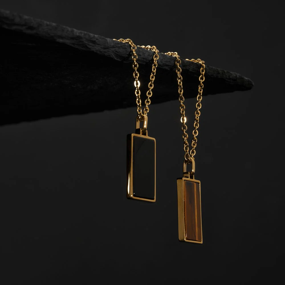 SON kæde stål IP gold med yellow tiger eye - Image 2