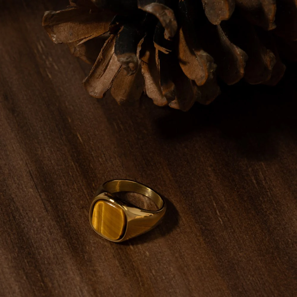 SON stål ring med yellow tiger eye - Image 2