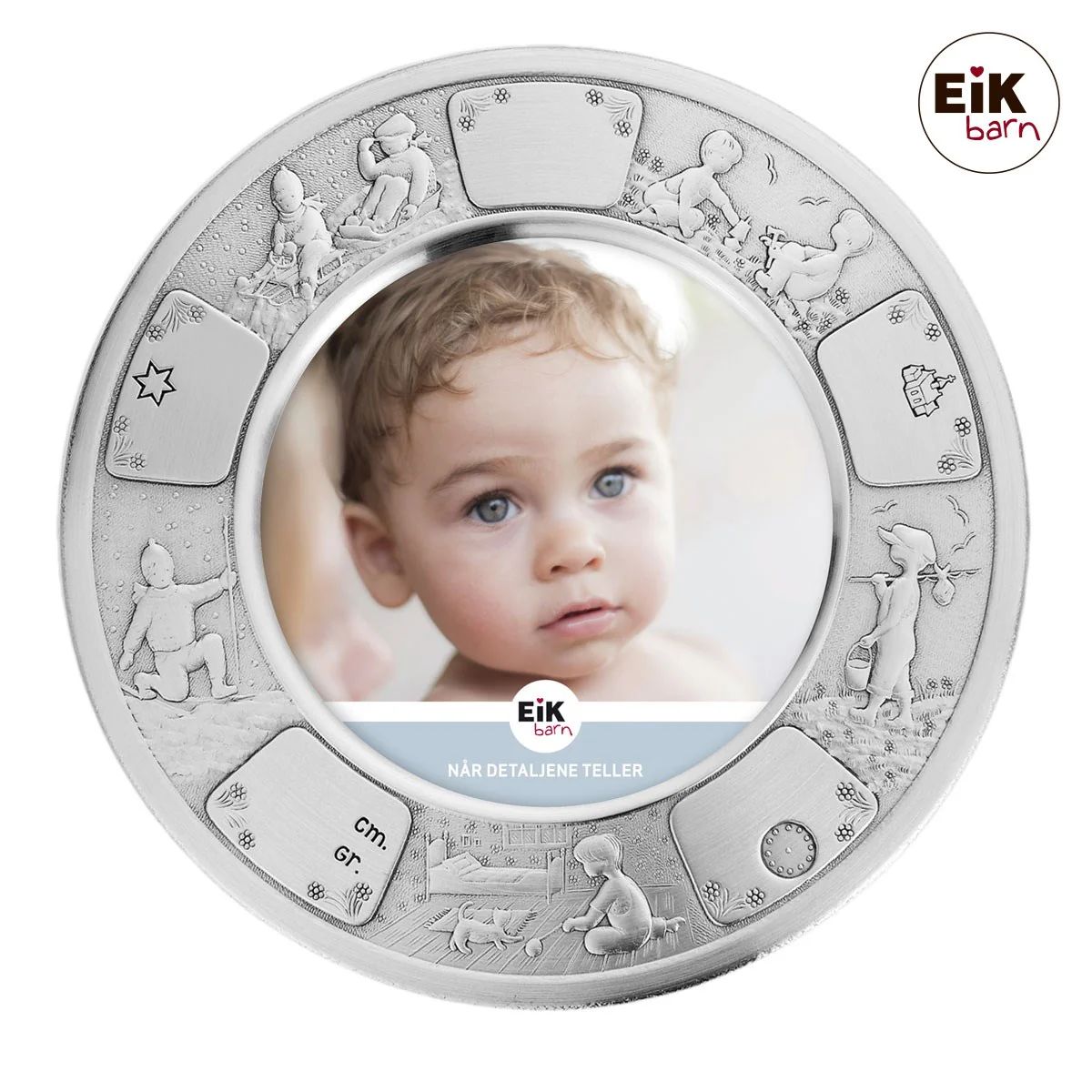 Tin fotoramme (rund) dreng Ø18cm
