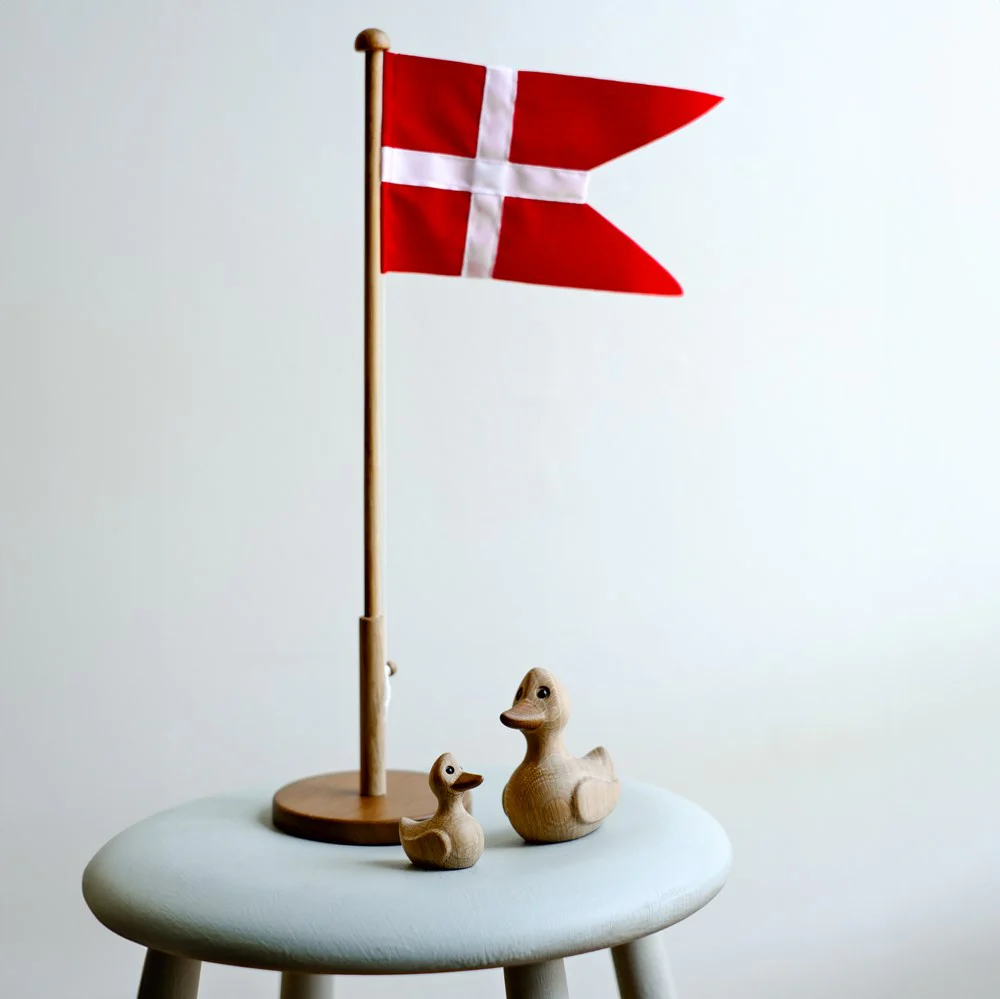 Træfigur, And med ælling 8/5cm, Egetræ - Image 4